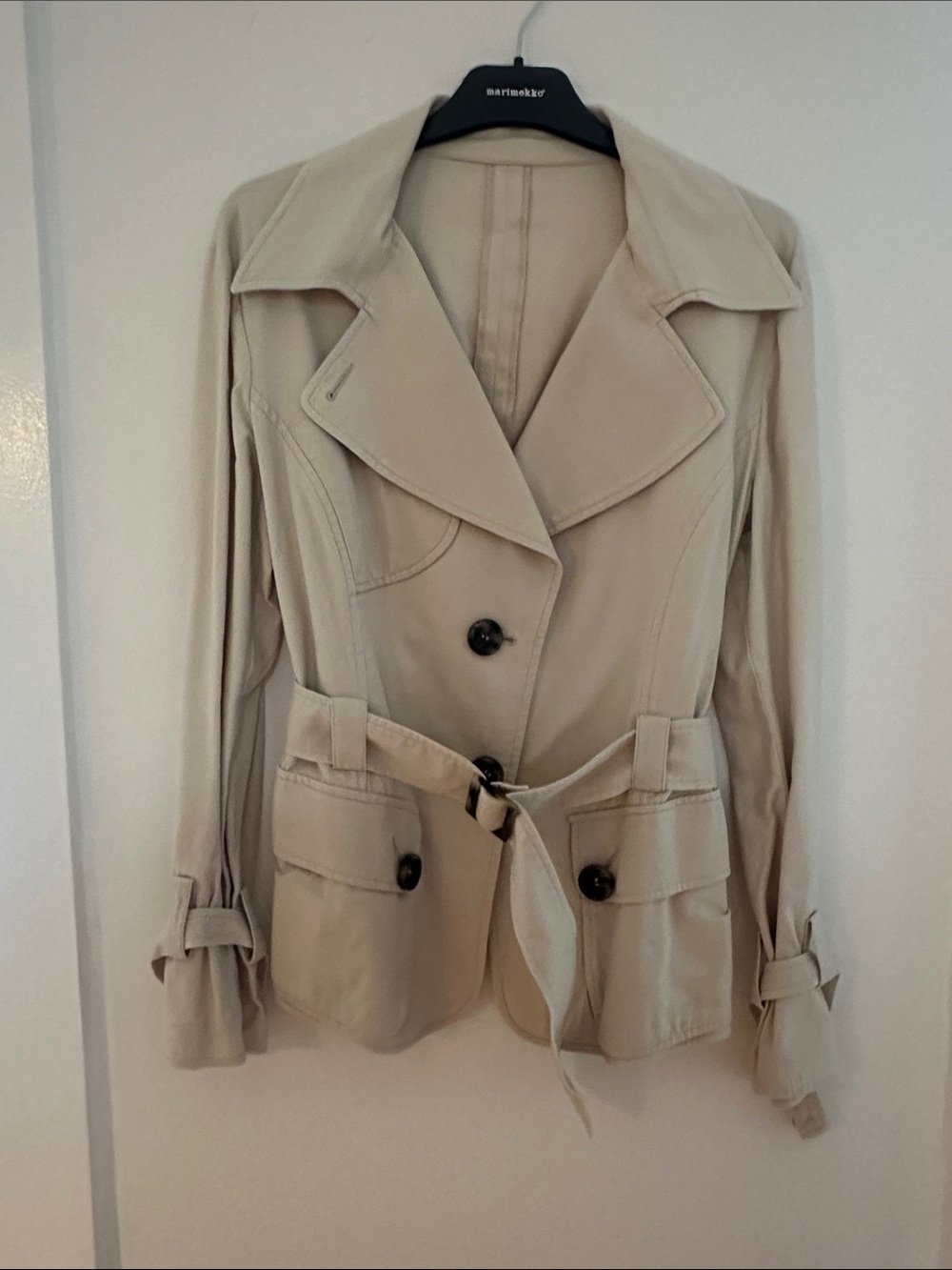 Beige Women's Belted Trench Jacket